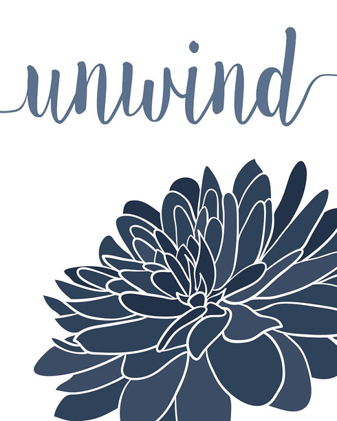 Simple Relax Soak Unwind Breathe Navy Blend Floral Prints, 4 (8x10) Unframed Photos, Wall Art Decor Gifts for Home Office Salon Lounge Bathroom Sc...
