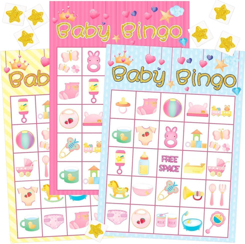 Fancy Land Girl Baby Shower Bingo Game - 24 Guests Party Game Supplies...