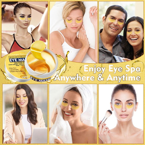 Under Eye Mask, 24 Gold Hydrating Eye Patches, Amino Acid & Collagen Eye Masks For Dark Circles And Puffiness, Women And Man Eye Bags Treatment Fo...