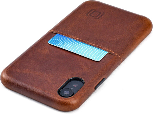 Dockem M1 Card Case for iPhone XR (6.1"): Slim Genuine Leather Wallet Case with Built-in Metal Plate for Magnetic Mounting and Lay-Flat Card Slot:...