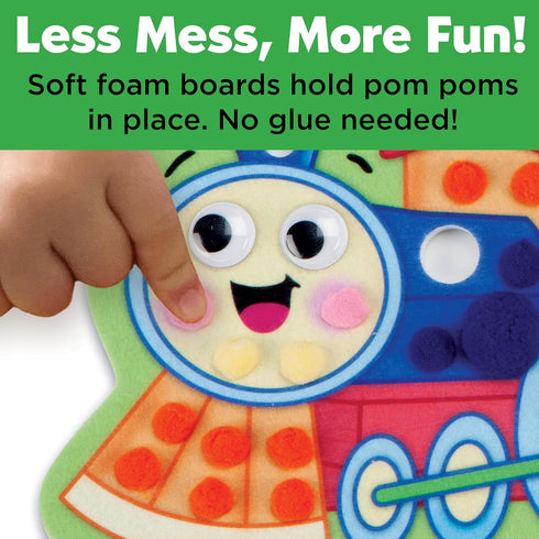 Creativity for Kids Pom Pom Pictures: Transportation - Train and Plane - Preschool Learning Activity, Sensory Toys for Toddlers Ages 3-4+...