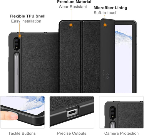 Fintie Slim Case for Samsung Galaxy Tab S8 2022/Tab S7 2020 11 Inch (Model SM-X700/X706/T870/T875/T878) with Built-in S Pen Holder, Soft TPU Smart...