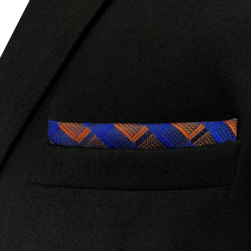 S&W SHLAX&WING Ties for Men Blue Copper Matching Pocket Square Only...