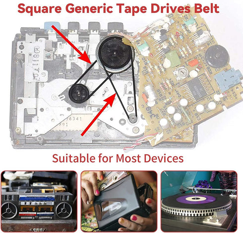 35+ Pack (40-135mm) Mix Cassette Rubber Square (Width 1mm) Belt Cassette Machine for DVD Drive, Xbox 360, Repair Rebuild Common Square Belt Repair...