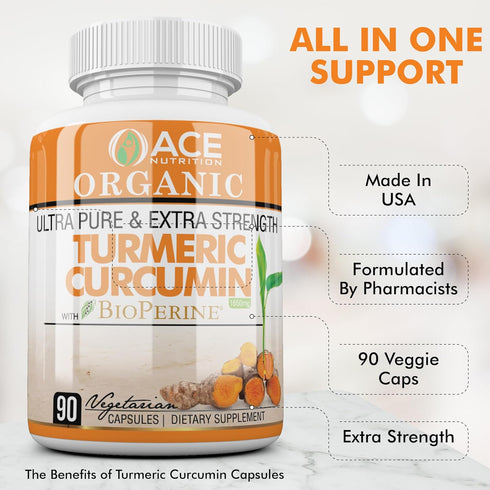 Turmeric Curcumin with Black Pepper – 90 Count Vegetarian Capsules Turmeric Supplement with Bioperine – 1650 mg Non-GMO Curcumin Supplements...
