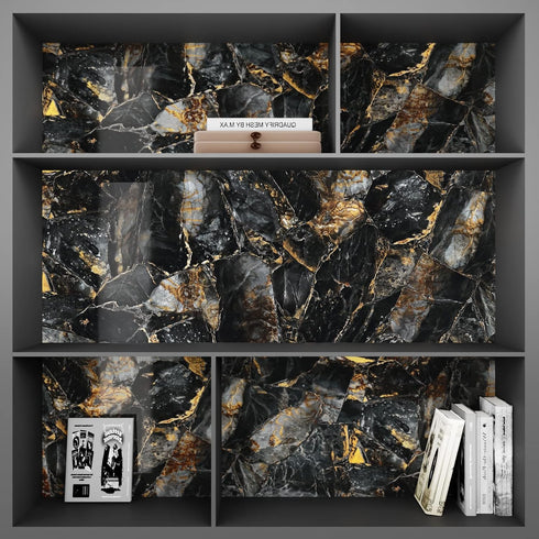 CRE8TIVE Glossy Slate Gold Marble Contact Paper Marble Wallpaper Peel and Stick Countertops for Kitchen Waterproof Self Adhesive Removable Marble ...