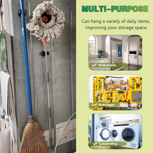 ULIBERMAGNET Magnetic Mop Broom Holder,Heavy Duty Movable Magnetic Broom Holder Rack,Anti-slip Wall Mounted Utility Storage Mop Shovel Hanger for ...