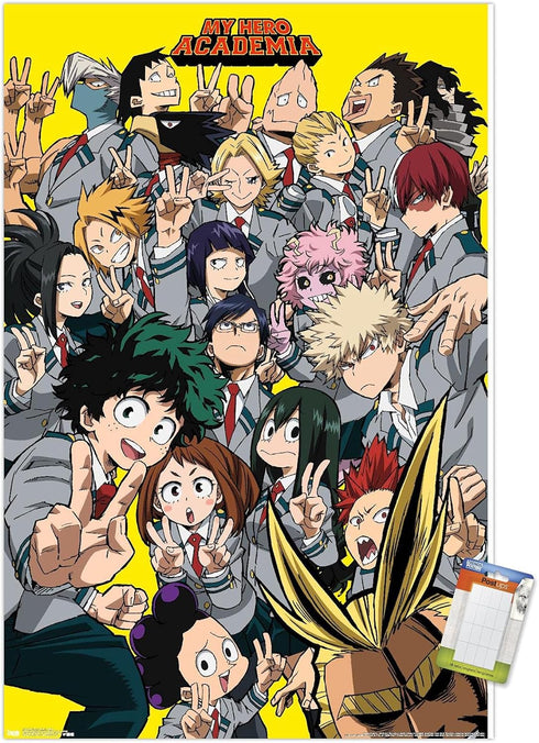 Trends International My Hero Academia - Selfie Wall Poster, 22.375" x 34", Poster & Mount Bundle...