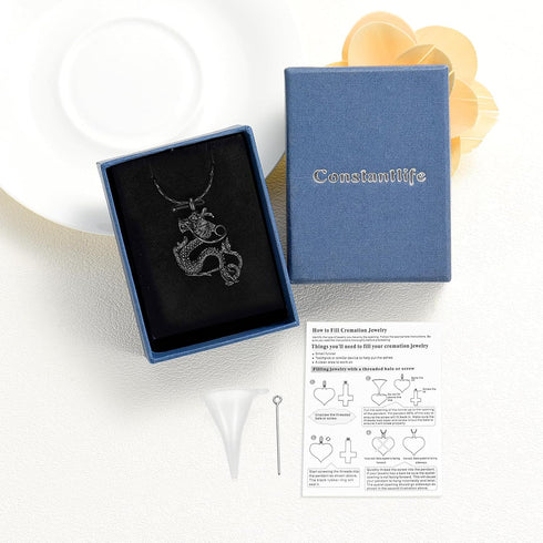 constantlife Cremation Jewelry for Ashes Stainless Steel Dragon Urn Necklace Keepsake Human Pet Ashes Holder Memorial Pendant for Women Men...