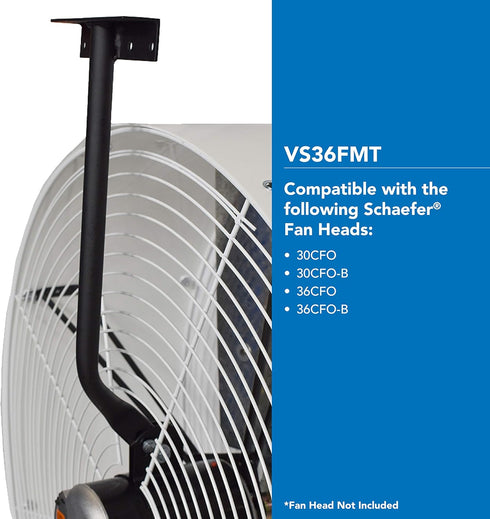 Schaefer VS36FMT 18" Ceiling Fan T-shape Mount for 20" to 36" Fans, Black...