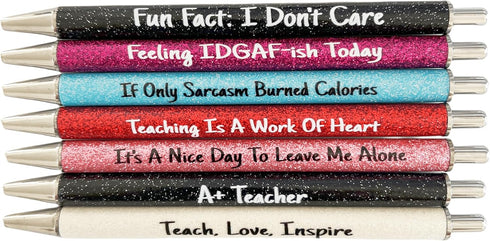 Jxueych Cute Pens Glitter Pen with Funny Sayings Vibrant Passive Fancy Ballpoint Pens Gifts for Colleagues Office Supplies (A+ Teacher)...