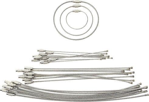 30 Pack Wire Cable Keychain Rings - 3 Most Useful Sizes - Stainless Steel Key Ring Loops and Luggage Tag Rings...