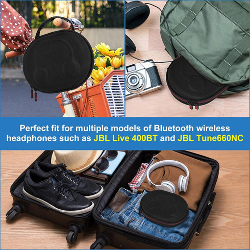 EVA Hard Case for JBL Live500BT/460NC/650BTNC and JBL Tune E45BT/500BT/510BT/560BT/710BT/720BT/660NC/760NC/750BTNC/600BTNC/770NC Bluetooth Wireles...