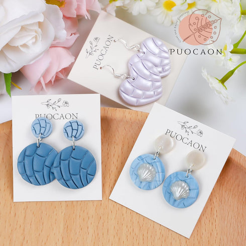Puocaon Scallop Polymer Clay Cutters - 7 Pcs Clay Cutters for Polymer Clay Jewelry, Seashell Circle Polymer Clay Earring Cutters, Heart Clay Cutte...