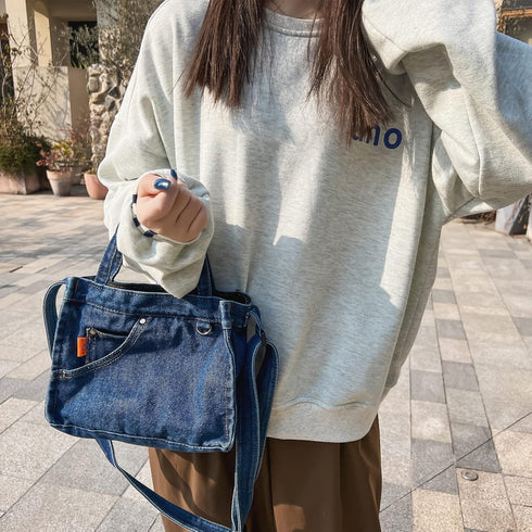 Small Crossbody Purse Denim Tote Bag Women Hobo Bag Stylish Handbag Fashion shoulder Bag...