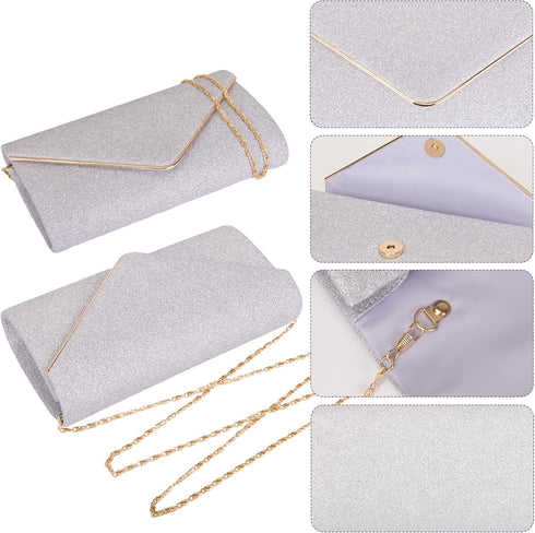 Larcenciel Clutch Purses for Women, Sparkling Envelope Evening Bag with Detachable Chain...