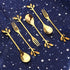 12pcs Stainless Steel Gold Leaf Coffee Spoon and Cake Fruit Forks Kitchen Accessory Wedding Party for Dessert, Salad, Appetizer, Spoon and Fork Se...