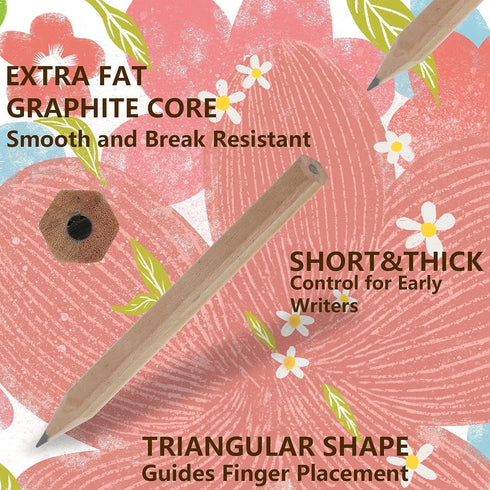 LUTER 24pcs Short Hexagon Pencils Mini Wood Pencils Hexagonal Pencils Short Wood Pencils Bulk for Preschoolers, Toddlers, Kindergarten, School, Ho...