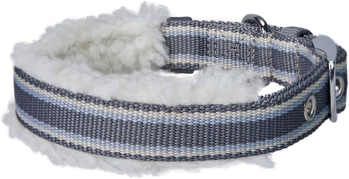 Blueberry Pet Soft & Comfy Multi-colored Stripe Fleece Padded Adjustable Dog Collar with Metal Buckle - Grey, Neck 9-12.5", for Small Breed...
