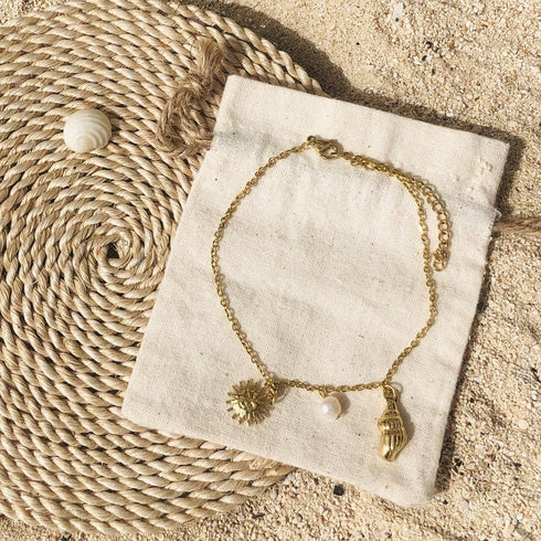 Waterproof Gold Ankle Bracelets for Women, Gold Shell Charm Anklet, Non-tarnish Beach Jewelry, Adjustable Length 20+5cm...