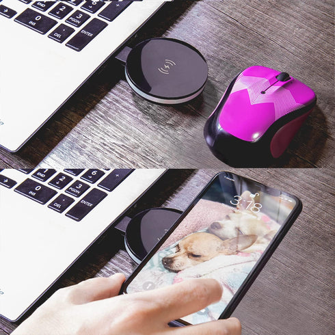 Ultimaxx USB Qi Fast Charger Pad Compatible with iPhone 14/14 Plus/14 Pro/14 Pro Max/13/13 Mini/SE 2022/12/11/X/8, Samsung Galaxy S20 Ultra/ S20/ ...