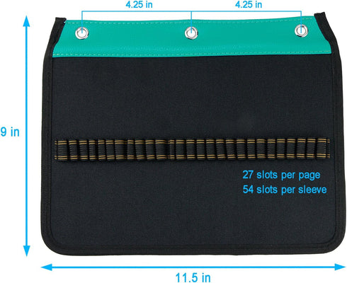 YOUSHARES 54 Slots Pencil Sleeve - Standard 3 Ring Binder Designed Pencil Page Compatible with 216 Slots Pencil Case for Watercolor Pencil, Gel Pe...
