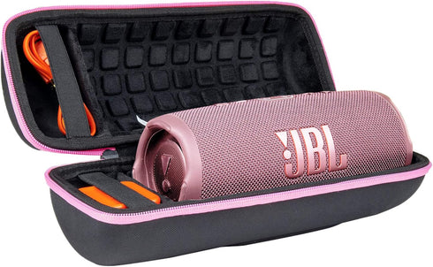 co2CREA Hard Travel Case replacement for JBL Charge 4 / replacement for JBL Charge 5 Waterproof Bluetooth Speaker (Black Case + Pink Zipper)...