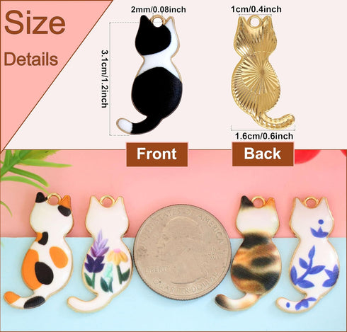 Anjulery 32 Pieces Enamel Cat Charms for Jewelry Making and Crafting - Cute Kitty Charm for Bracelets Earrings Necklaces Pendants Keychains Crafts...