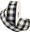Morex Ribbon 7398.40/50-613 Cambridge 1.5" X 50 YD Wired Ribbon, Black and White, Buffalo Check Plaid Ribbon for Gift Wrapping, Christmas Decorati...