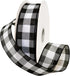 Morex Ribbon 7398.40/50-613 Cambridge 1.5" X 50 YD Wired Ribbon, Black and White, Buffalo Check Plaid Ribbon for Gift Wrapping, Christmas Decorati...