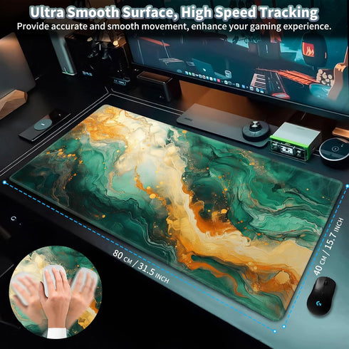 Gaming Mouse Pad, EDGFRTOIO Keyboard Mouse Pad 31.5x15.7 inch XXL Large Computer Laptop Cool Desk Mat with Non-Slip Rubber Base and Stitched Edge ...
