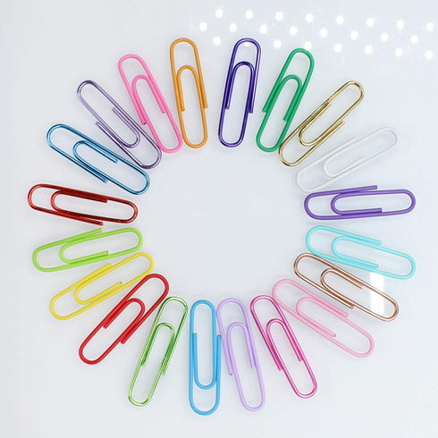 100pcs Paper Clips with Plastic Box of Paper Clips for Office Stationery 33mm Multicoloured II...
