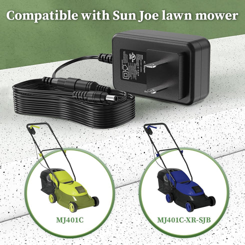 Charger for Sun Joe MJ401C-PRO Cordless Push Lawn Mower Power Supply Replacement for Sun Joe MJ401C MJ401C-XR MJ401C-XR-SJB MJ401C-Pro Electric La...