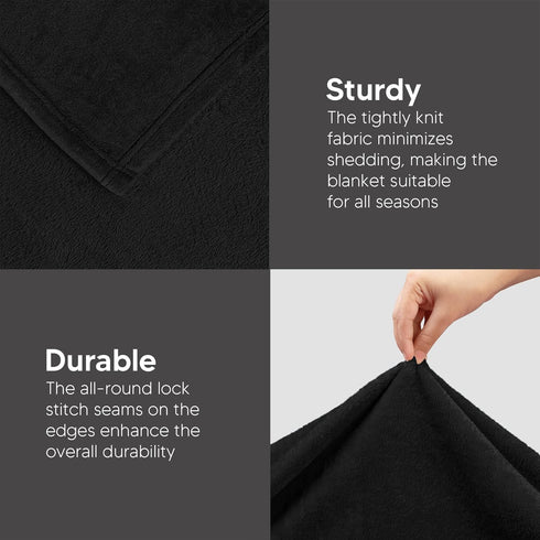 Utopia Bedding Fleece Blanket Throw Size Black 300 GSM Luxury Anti-Static Fuzzy Soft Microfiber Blanket for Couch, Sofa and Bed (60x50 Inch)...