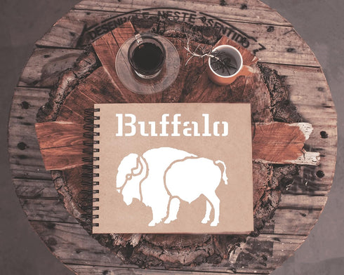 Buffalo Logo Stencil 5.5x5.5 inches Arts and Crafts Material Scrapbooking for Airbrush Painting Drawing and More Reusable Stencil STENCILAIR...