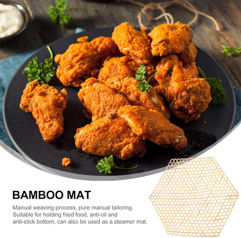 Hemoton Bamboo Mesh Pad Round Woven Placemats Table Mat Heat Insulation Dish Mat...