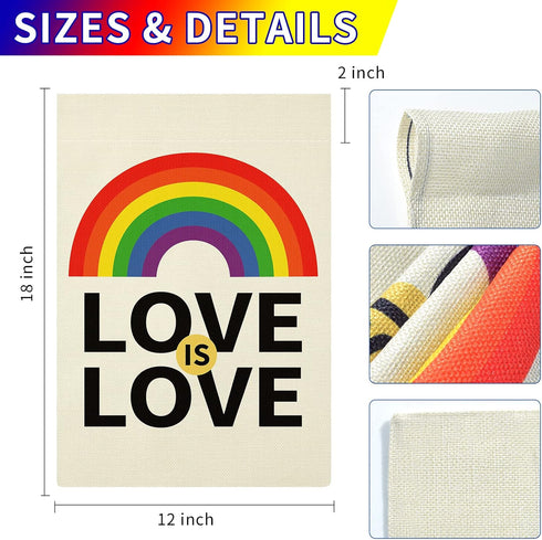 Love is Love Rainbow Pride Garden Flag Double Sided, LGBTQ Garden Flag Yard Flag for Outdoor Decoration 12x18 Inch...