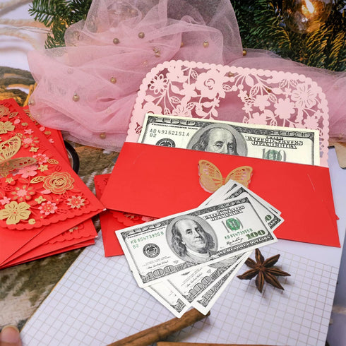 Honbay 6PCS Chinese Red Envelopes Lucky Money Pocket Hong Bao Gift Organizer Envolopes for Spring Festival Birthday Wedding and New Year Party...