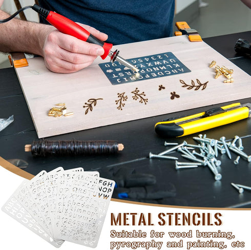 Lewtemi 6 Pcs Mixed Metal Stencil Wood Stencil Templates Stencils for Journaling Wood Burning Stencils for Wood Carving Drawing Engraving Scrapboo...