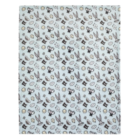 Warner Brothers Looney Tunes Best Buds Pastel Blue, Yellow, and White Bugs Bunny, Tweety, and Sylvester The Cat Super Soft Baby Blanket...