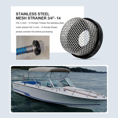 Stainless Steel Mesh Strainer 3/4"- 14 Aerator Screen Strainer Stainless Mesh Replace fpr Livewell Pump, MA-023 Screw on Strainer Industrial Plumb...