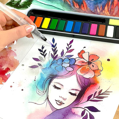 ArtSkills Travel Watercolor Kit, Watercolor Paint Set for Kids & Adults, Travel Palette with Water Brush...