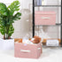 ANMINY Fabric Storage Bin with Lid Rose Print Storage Box Basket with PU Leather Handles Washable PP Plastic Board Decorative Foldable Lidded Shel...