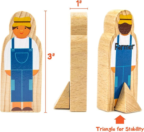 Little Professionals Wooden Character Set - Cute Wood Block People Toys for Kids & Toddlers - Open Ended STEM Pretend Play & Educational Games for...