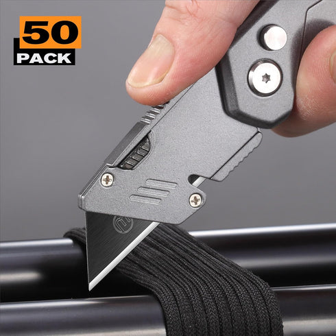 50-Pack Utility Knife Blades, Blackened SK-2 Razor Blades for Box Cutter Utility Knife, Never Rust Design, Extra Durable...