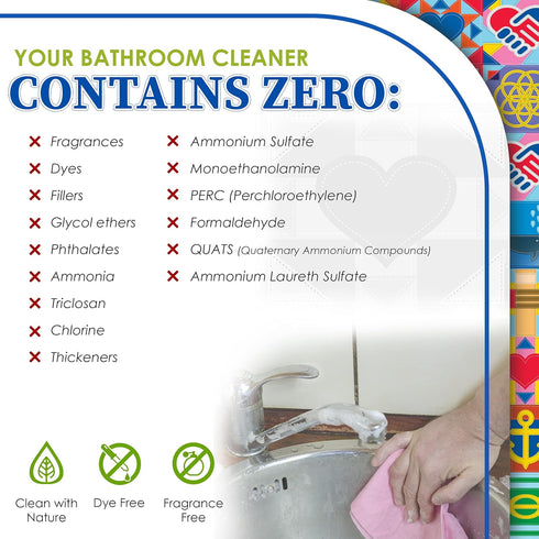 2-Pack TrulyFree Bathroom Cleaner - Cleaning Spray, for Toilet, Sink, Tub, Shower - Includes: 16-oz Spray Bottle, One refill pouch used for initia...