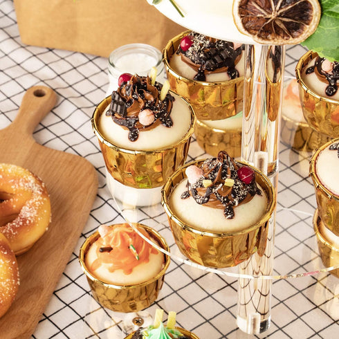 YestBuy 3 Tier Round Cupcake Stand, Acrylic Cake stand, Cupcake Tower Stand, Premium Cupcake Holder For 23 Cupcakes, Display for Pastry Wedding Bi...