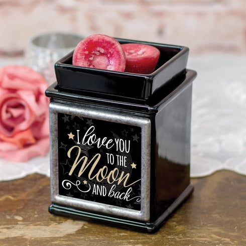 Elanze Designs Love You to The Moon Ceramic Glossy Black Interchangeable Photo Frame Candle Wax Oil Warmer...