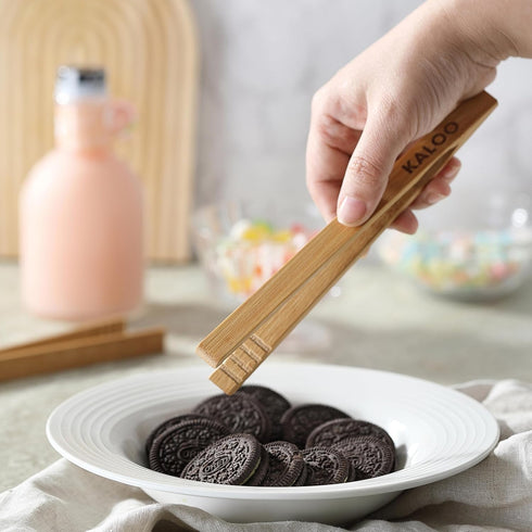 2PCS Reusable Toaster Tongs, Kaloo 8 inch Wooden Cooking Tong, Multipurpose Bamboo Tongs for Fruits, Bread, Pickles, cheese, Bacon, and Muffins...