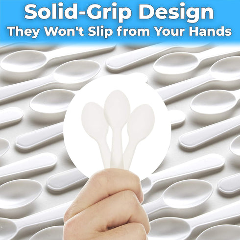 Extra Sturdy, BPA Free 200ct Plastic Tasting Spoons. Disposable Mini Tasters for Small Sampling or Individual Portions of Ice Cream, Sauces and Ap...